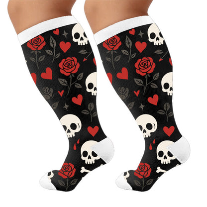Chaussettes de compression grandes tailles à rayures rouges et tête de chauve-souris - image 9