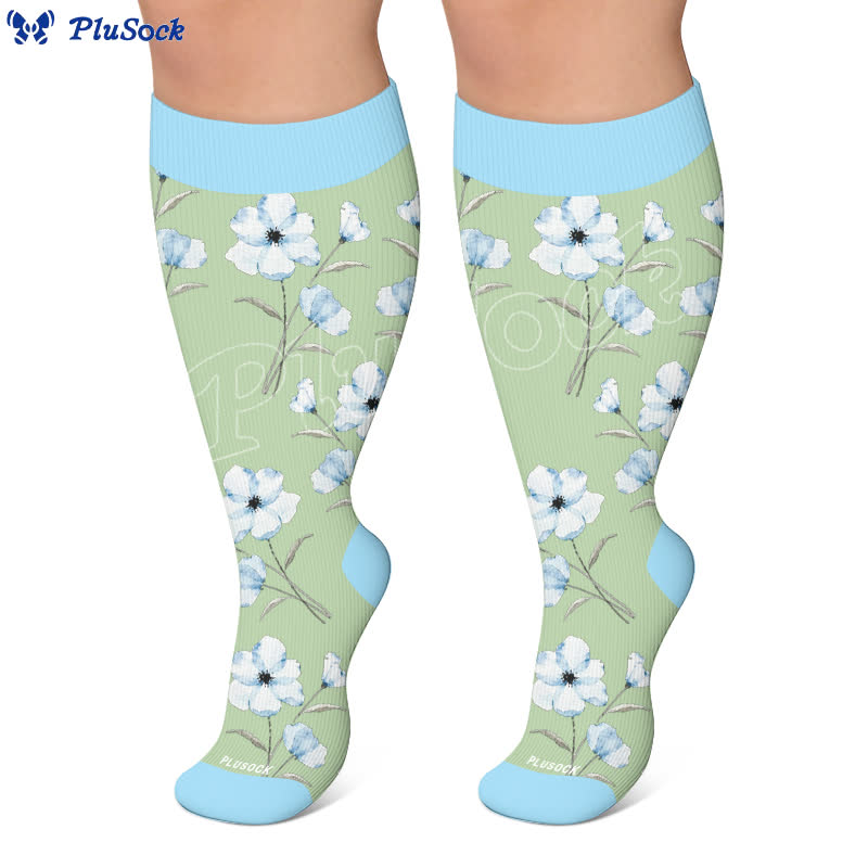 Chaussettes de compression à motif floral Doodle grande taille - image 5