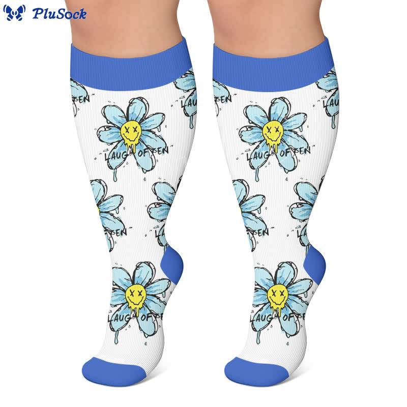 Chaussettes de compression à motif floral Doodle grande taille - image 6