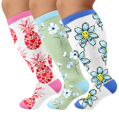 Chaussettes de compression à motif floral Doodle grande taille - image 7