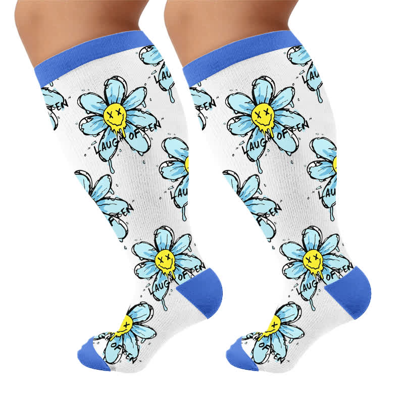 Chaussettes de compression à motif floral Doodle grande taille - image 10