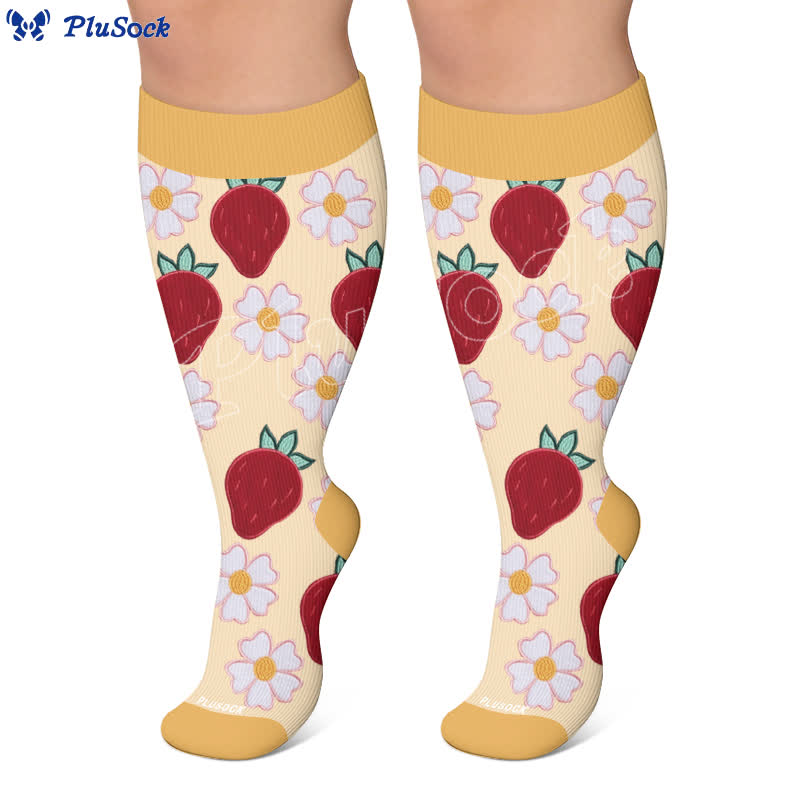 Chaussettes de compression grandes tailles à la fraise et à la marguerite - image 6