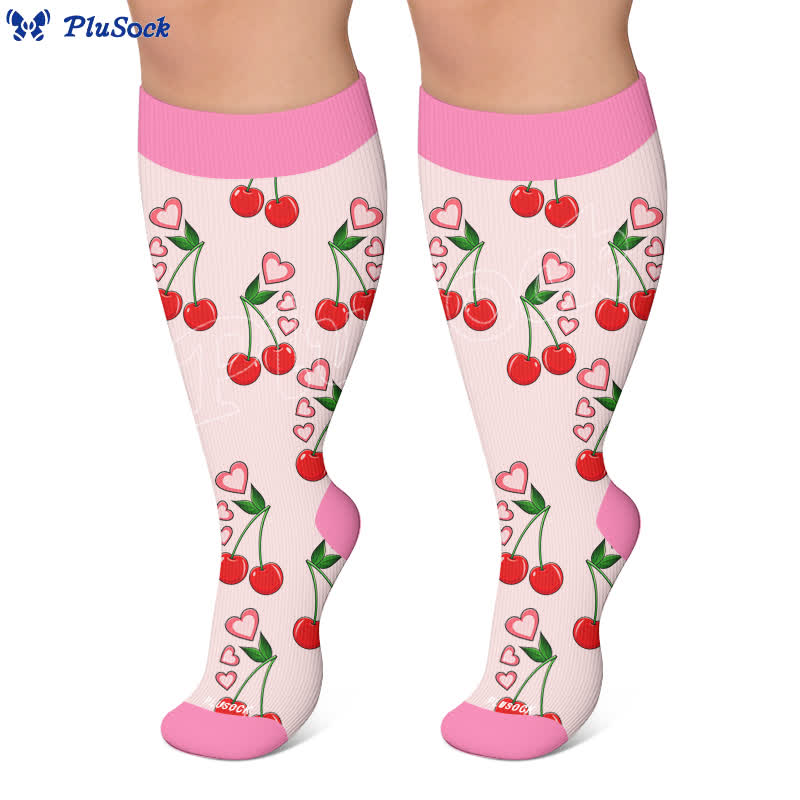 Chaussettes de compression grandes tailles à la fraise et à la marguerite - image 4