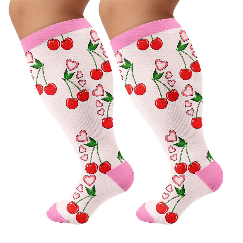 Chaussettes de compression grandes tailles à la fraise et à la marguerite - image 8