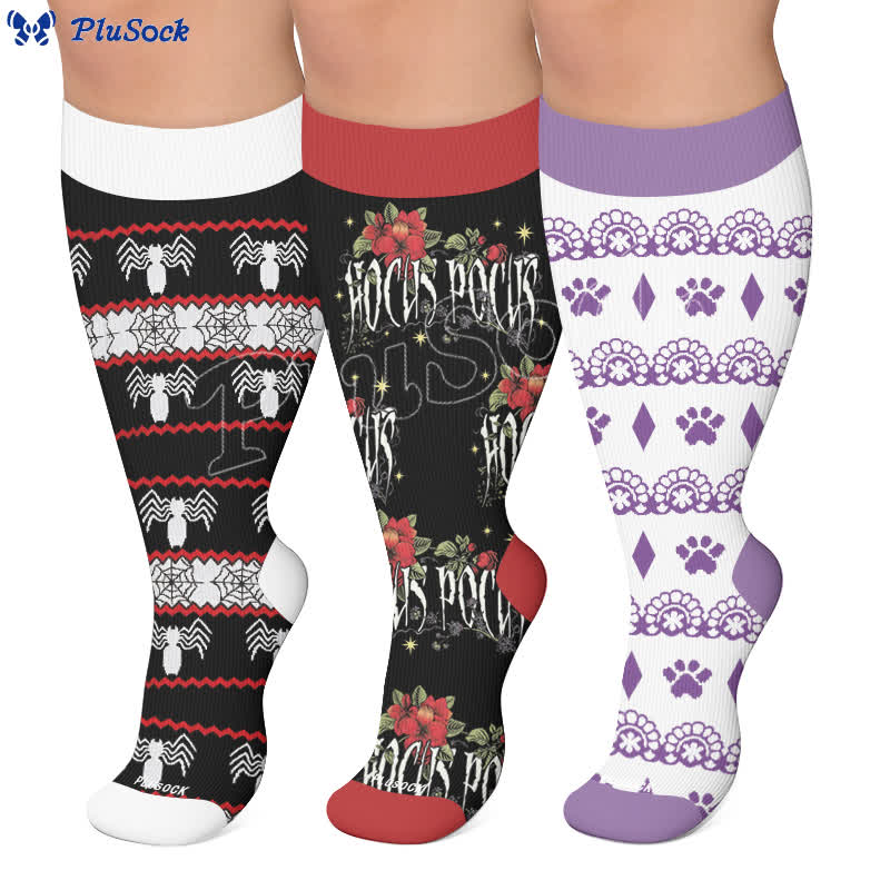 Chaussettes de compression grandes tailles Halloween araignée - image 0