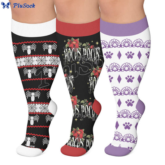 Chaussettes de compression grandes tailles Halloween araignée - image 0