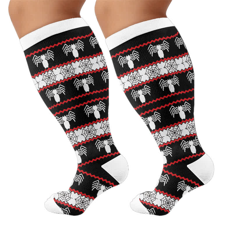 Chaussettes de compression grandes tailles Halloween araignée - image 8