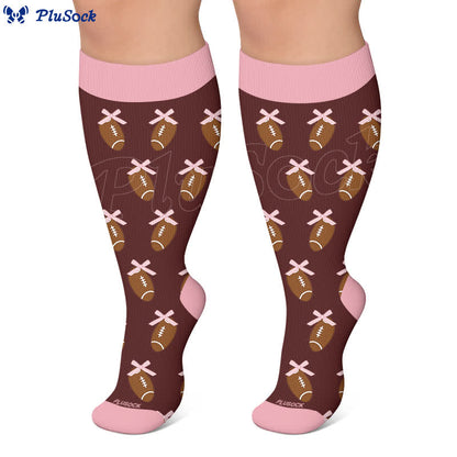 Chaussettes de compression roses à nœud floral grande taille - image 7