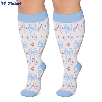 Chaussettes de compression roses à nœud floral grande taille - image 9