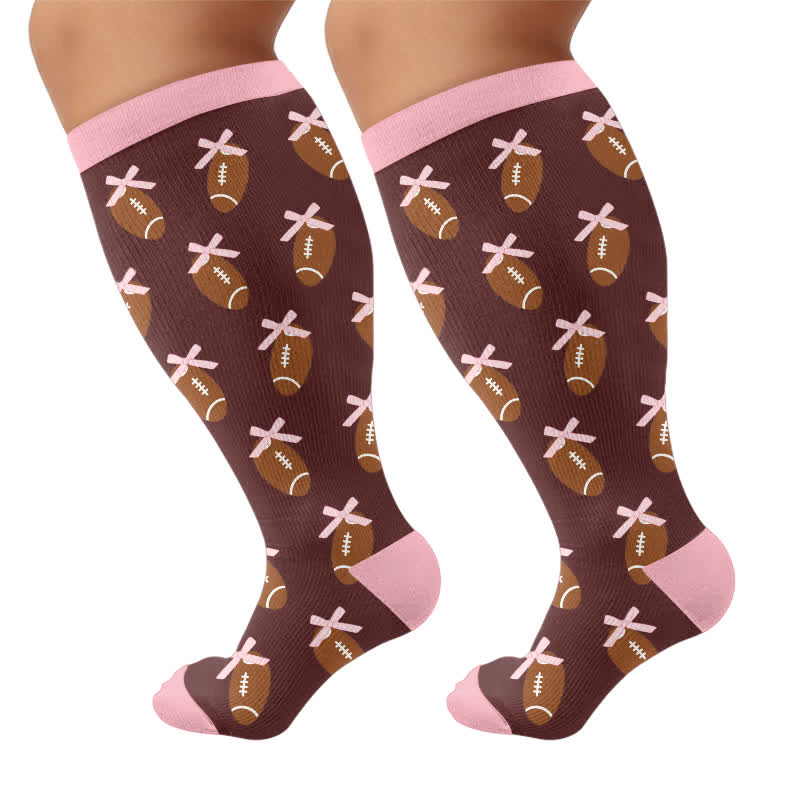 Chaussettes de compression roses à nœud floral grande taille - Brun - 4XL - image 8