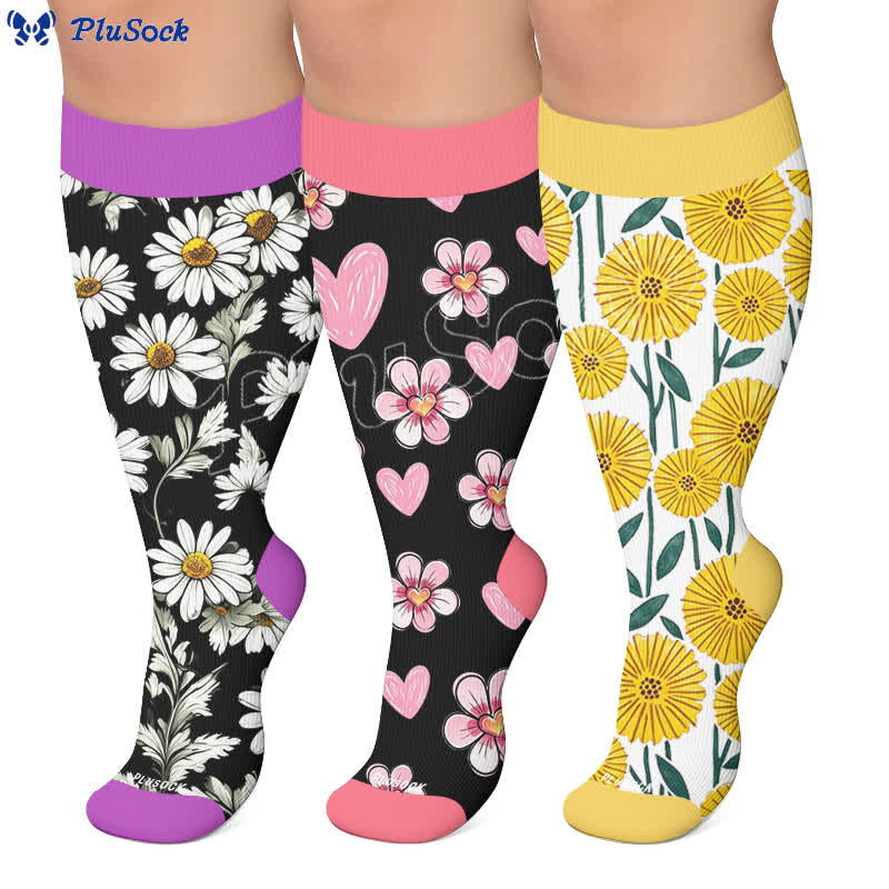 Chaussettes de compression Daisy Bloom grandes tailles - image 0