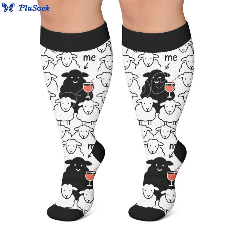 Chaussettes de compression grandes tailles en forme de mouton - image 4
