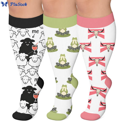 Chaussettes de compression grandes tailles en forme de mouton - image 0
