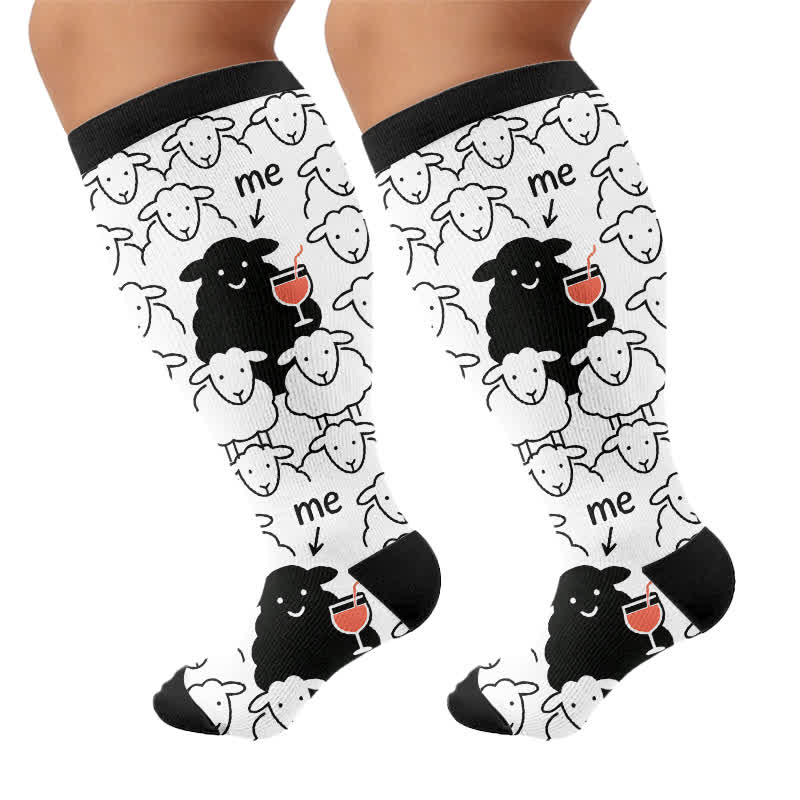 Chaussettes de compression grandes tailles en forme de mouton - image 8