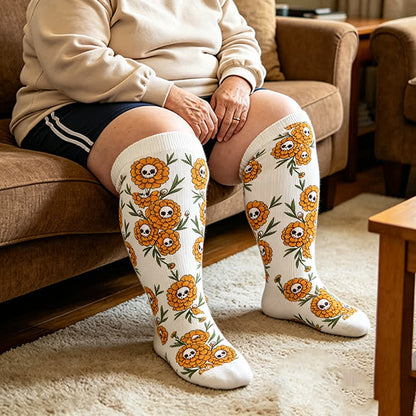 Chaussettes de compression grandes tailles à motif ballon effrayant - Blanc - 4XL - image 2
