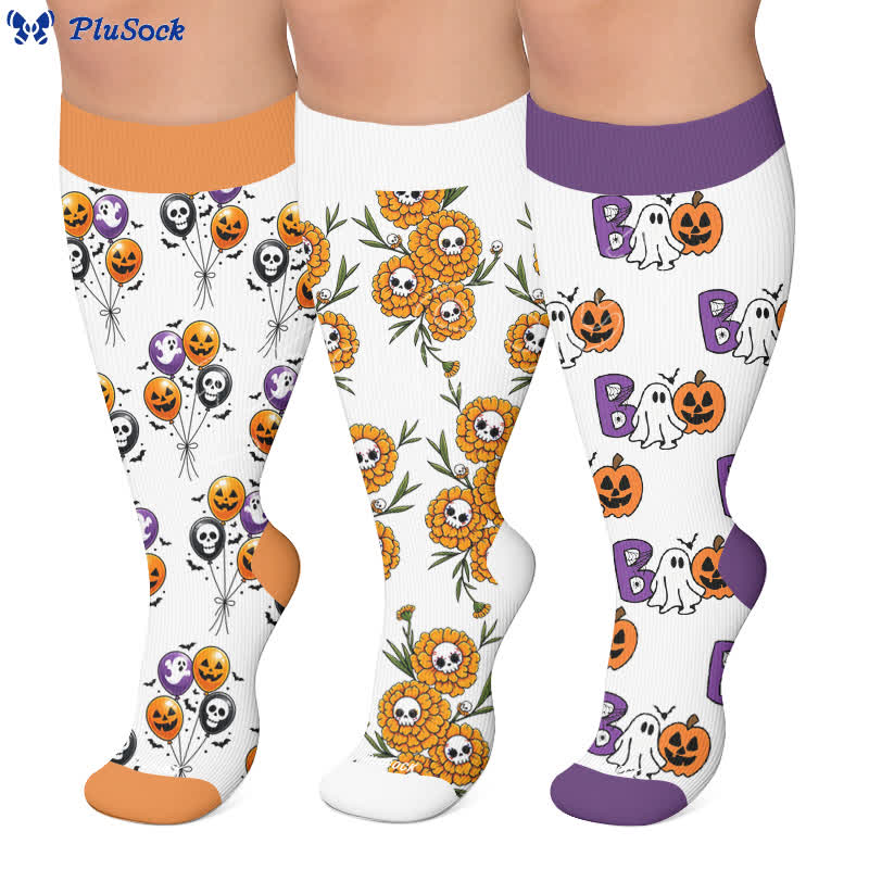 Chaussettes de compression grandes tailles à motif ballon effrayant - image 0