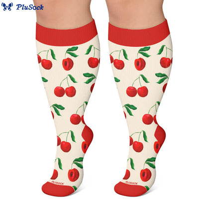 Chaussettes de compression grandes tailles à imprimé cerise et pamplemousse - image 8