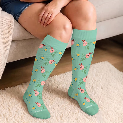 Chaussettes de compression à motif floral grande taille - image 1