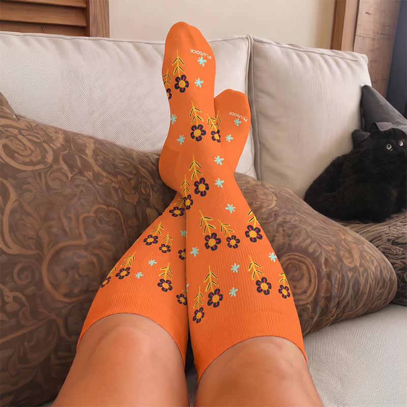 Chaussettes de compression à motif floral grande taille - image 3