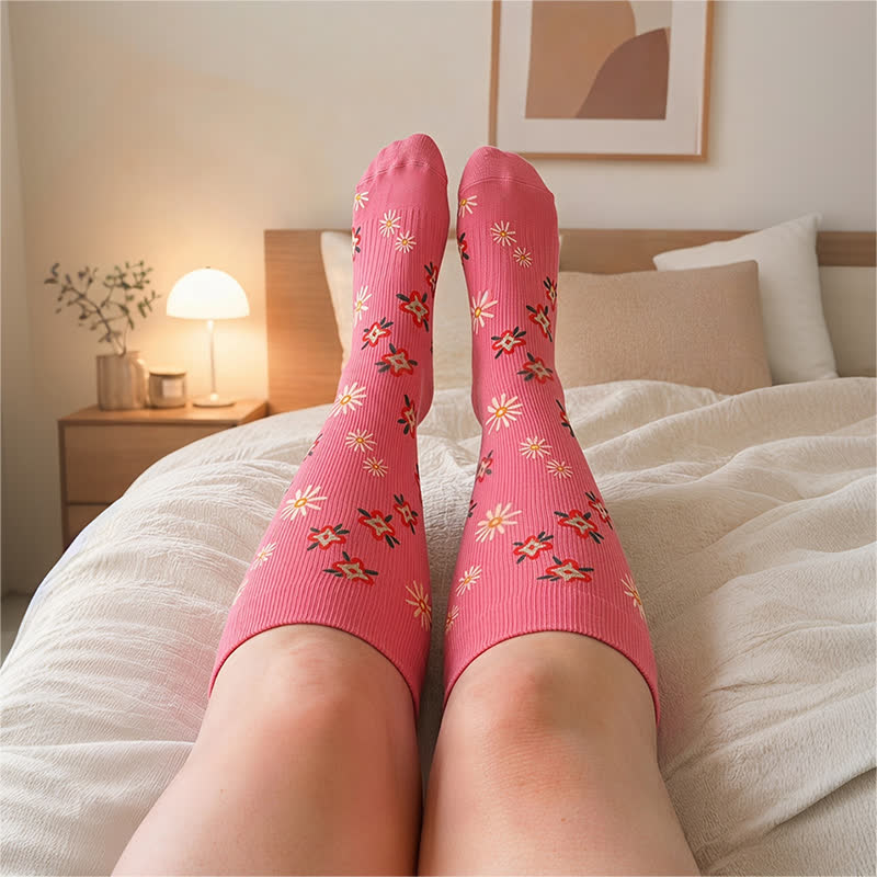 Chaussettes de compression à motif floral grande taille - image 2
