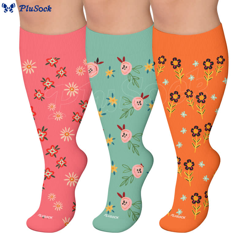 Chaussettes de compression à motif floral grande taille - image 0