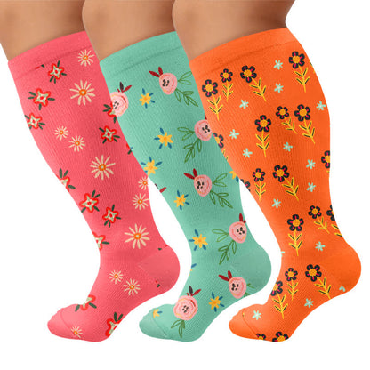 Chaussettes de compression à motif floral grande taille - image 4