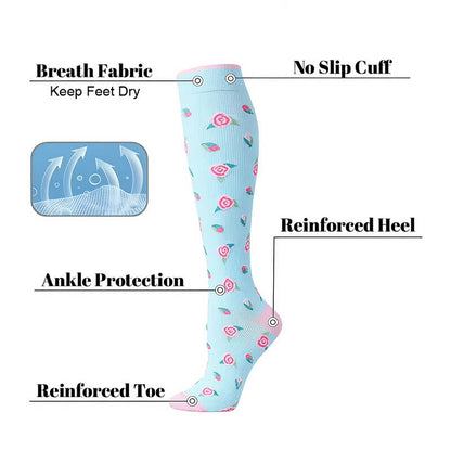 Chaussettes de compression à fleurs bleues (4 paires) - image 7