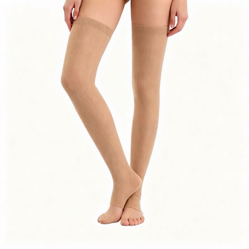 Manchons de compression montants sans orteils, couleur unie (3 paires) - Nu - S/M - image 1