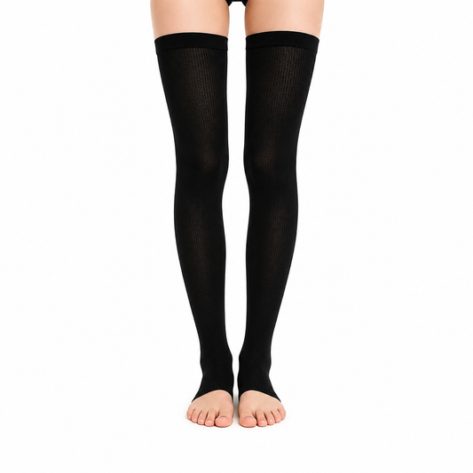 Manchons de compression montants sans orteils, couleur unie (3 paires) - Noir - S/M - image 0