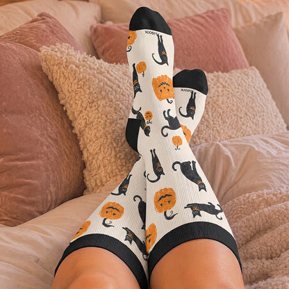 Chaussettes de compression grande taille Chat Citrouille Lune - image 2