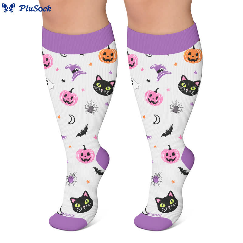 Chaussettes de compression grande taille Chat Citrouille Lune - image 5