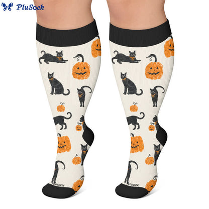 Chaussettes de compression grande taille Chat Citrouille Lune - image 6