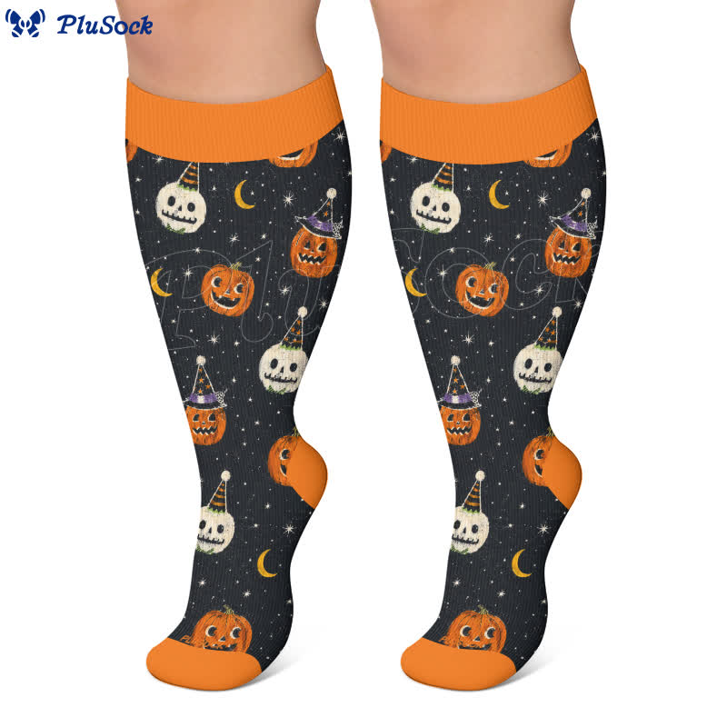 Chaussettes de compression grande taille Chat Citrouille Lune - image 7