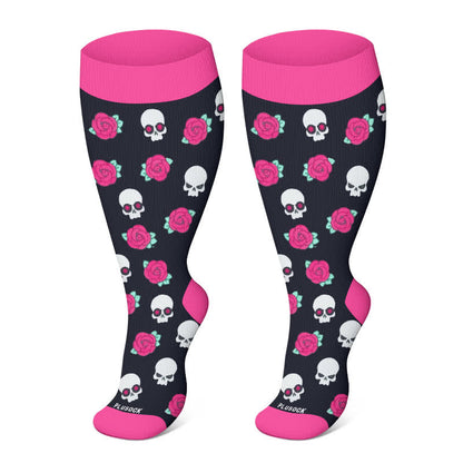 Chaussettes de compression grande taille série Halloween Ghost - Fuchsia - 4XL - image 13