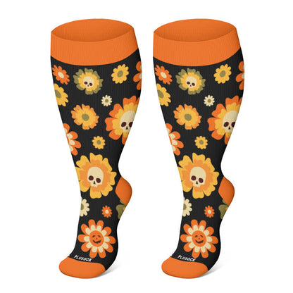 Chaussettes de compression grande taille série Halloween Ghost - Orange-A - 4XL - image 15