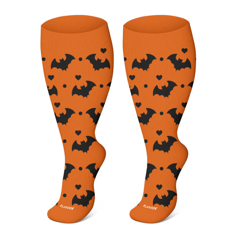 Chaussettes de compression grande taille série Halloween Ghost - Orange-B - 4XL - image 18