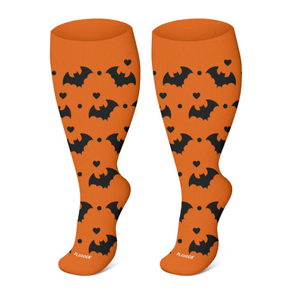Chaussettes de compression grande taille série Halloween Ghost - Orange-B - 4XL - image 18