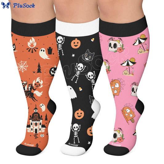Chaussettes de compression grandes tailles Midnight Mischief Halloween - image 0