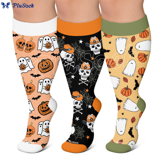 Chaussettes de compression grande taille à tête de mort et étoile - image 0