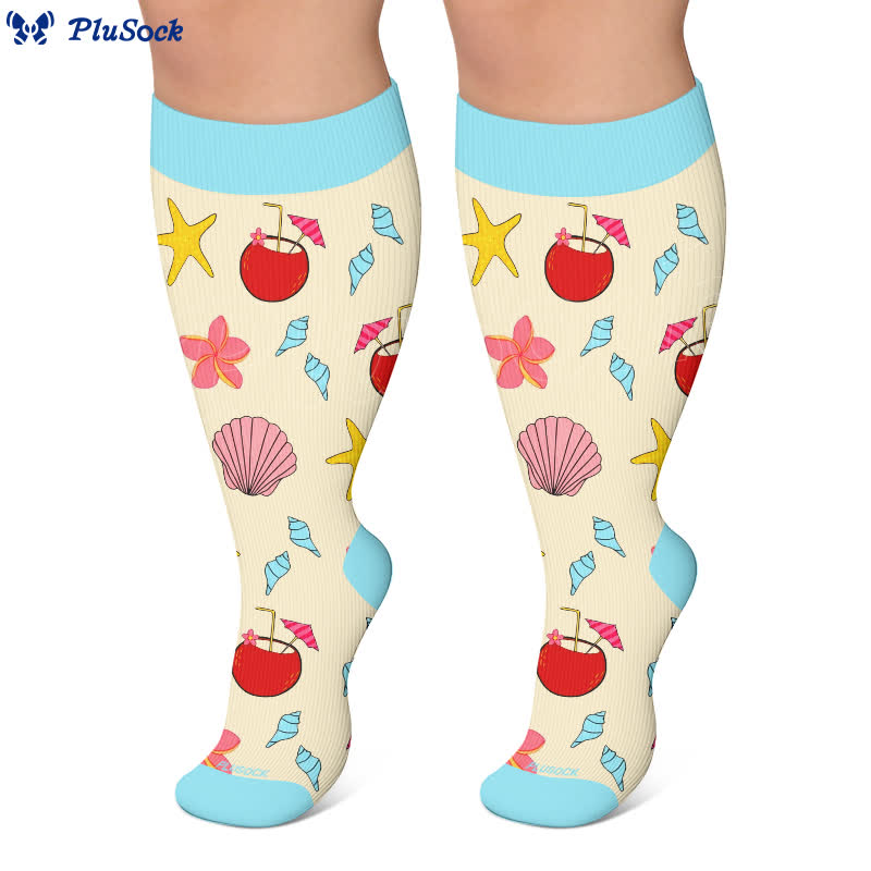 Chaussettes de compression fleuries grande taille pour la plage - image 8