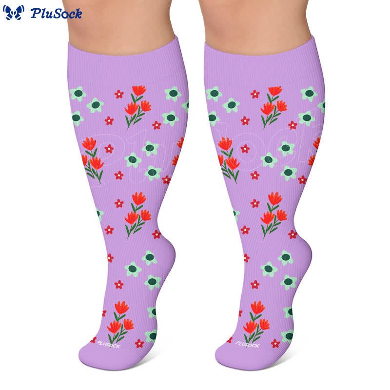 Chaussettes de compression fleuries grande taille pour la plage - image 10