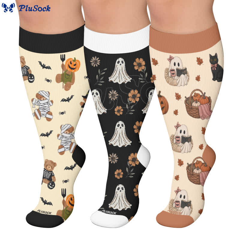 Chaussettes de compression grandes tailles « Contes d'automne fantomatiques » - image 0