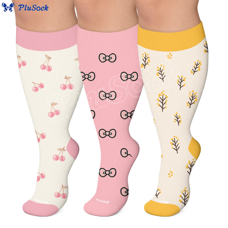 Chaussettes de compression à nœud cerise grande taille - image 0