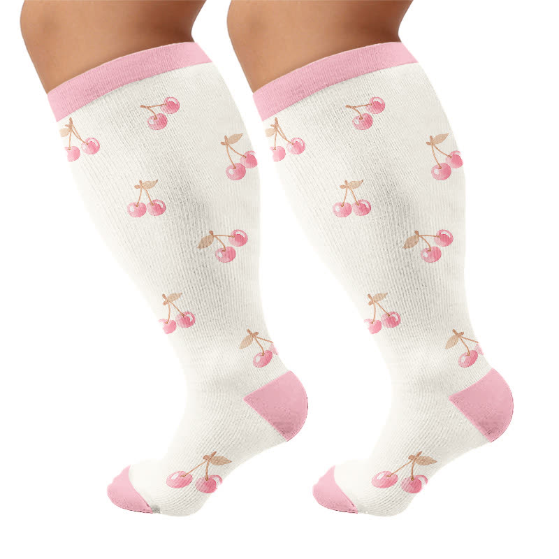 Chaussettes de compression à nœud cerise grande taille - Beige - 4XL - image 9