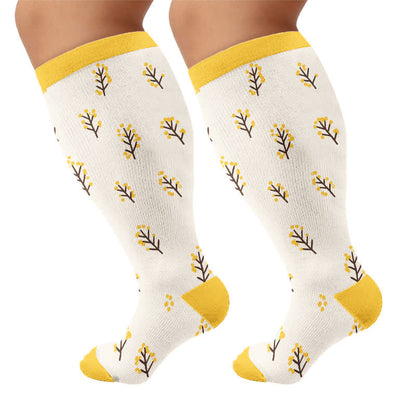 Chaussettes de compression à nœud cerise grande taille - Jaune - 4XL - image 5