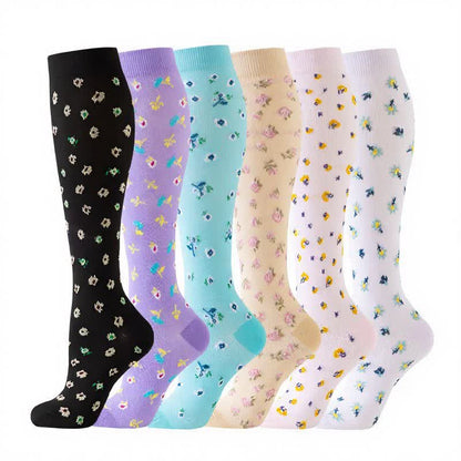 Chaussettes de compression à imprimé floral dispersé (6 paires) - image 1