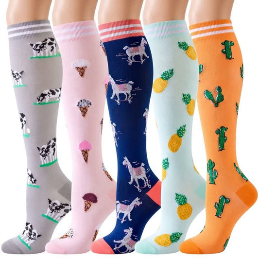Chaussettes de compression à imprimé fruits et animaux (6 paires) - image 0