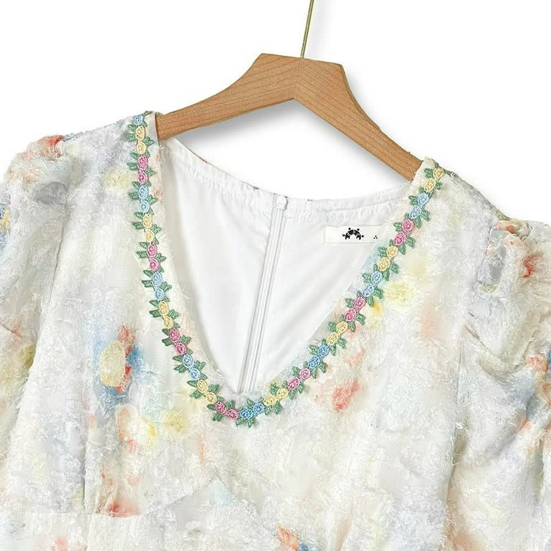 Robe maxi romantique à fleurs jacquard - image 1