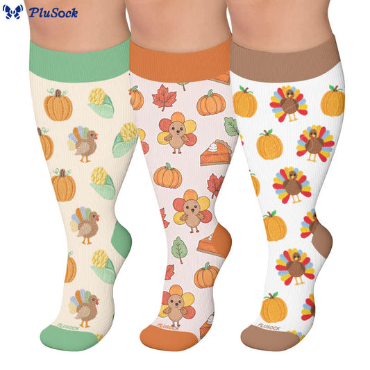 Chaussettes de compression grandes tailles à imprimé Thanksgiving - image 0