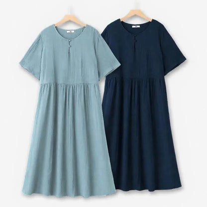 Robe midi fluide à col boutonné - image 0